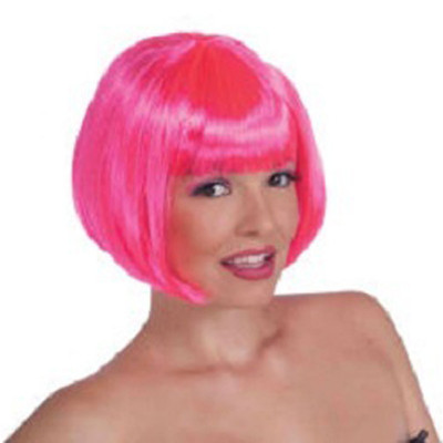 70's Neon Pink Bob Costume Disco Wig 6074