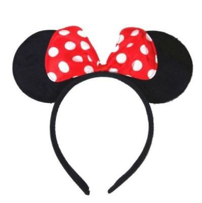 12 PCS all MINNIE SEQUIN RED BOW MICKEY MOUSE EAR HEADBANDS FAVORS COSTUME