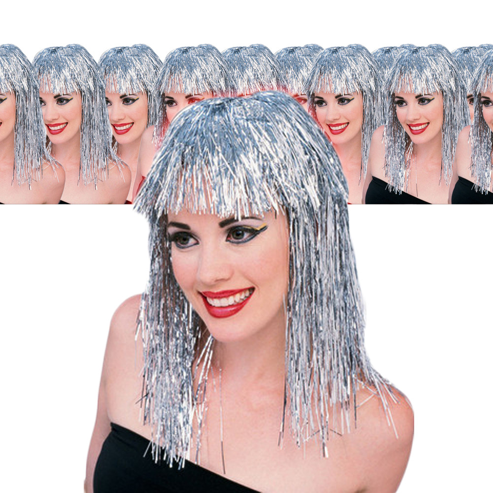 Silver Tinsel Wig 12PK 6069D Private Island Party