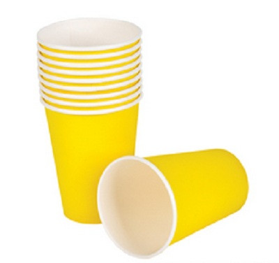 yellow paper cups