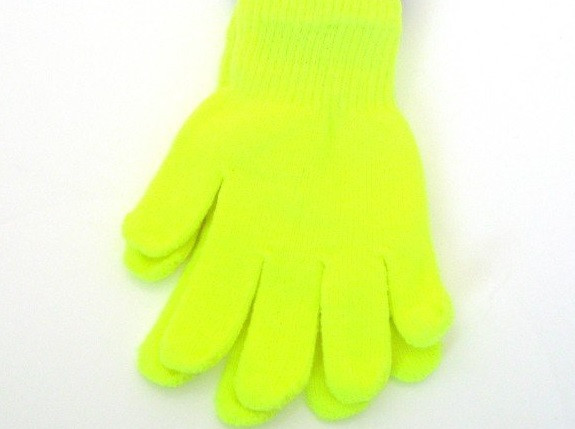 yellow knit gloves