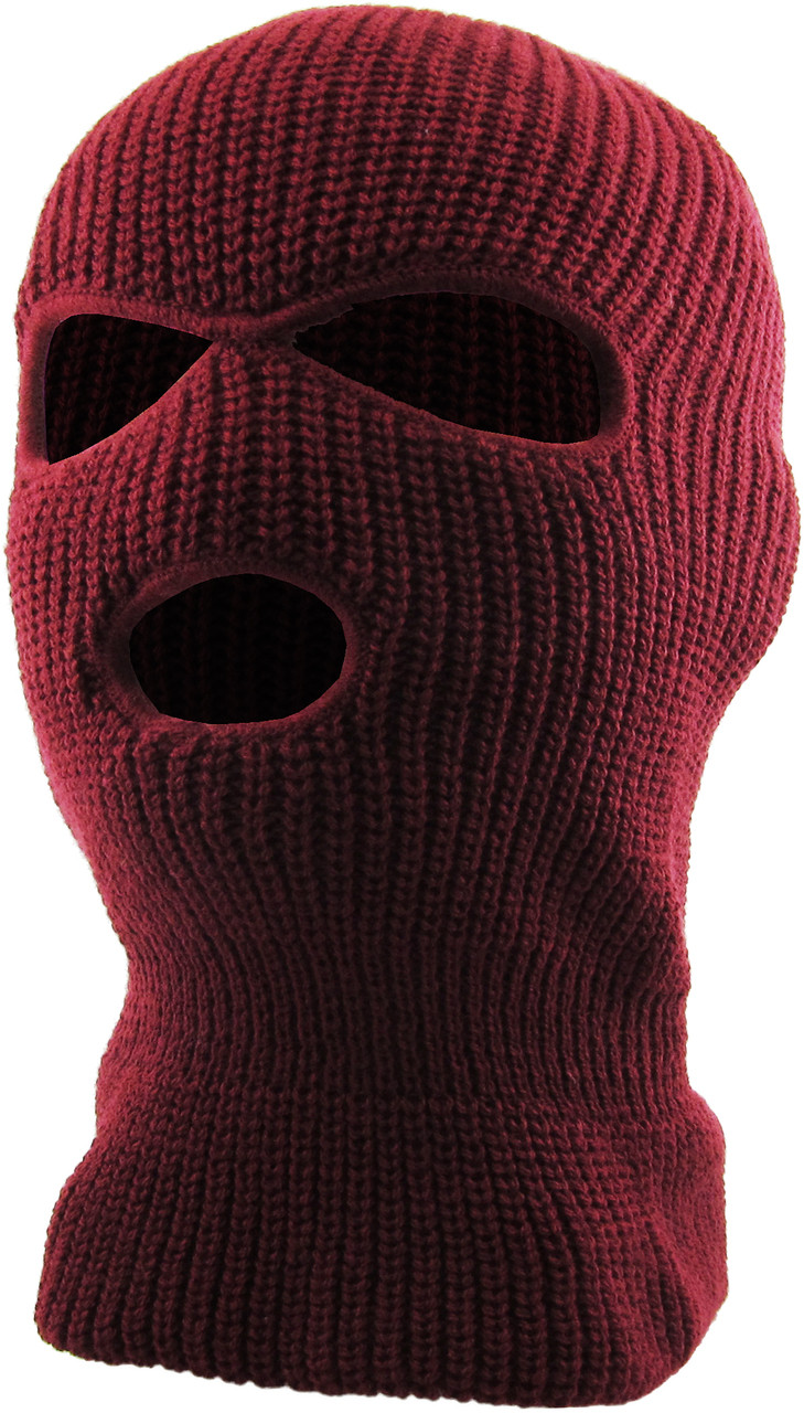 Download Three Hole Knit Ski Mask - BURGUNDY 3061