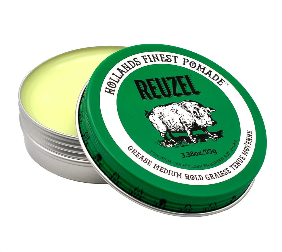 Reuzel GREEN Pomade - Medium Hold Grease - Mens Room Barber Shop Store