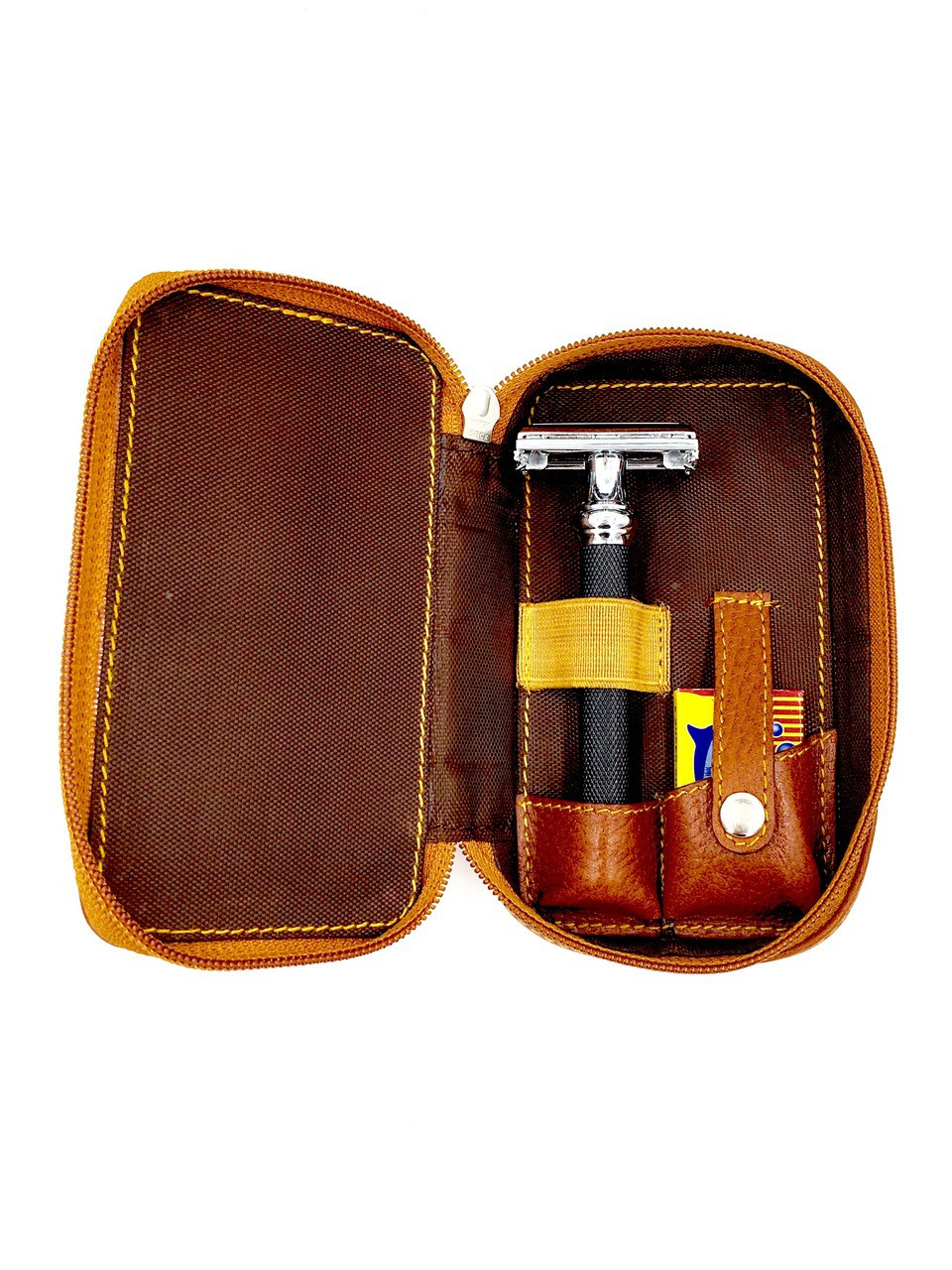 Paul Harnden Shoemakers ケース Parker Saddle Leather SAFETY Razor Case LP4 - Mens Room Barber