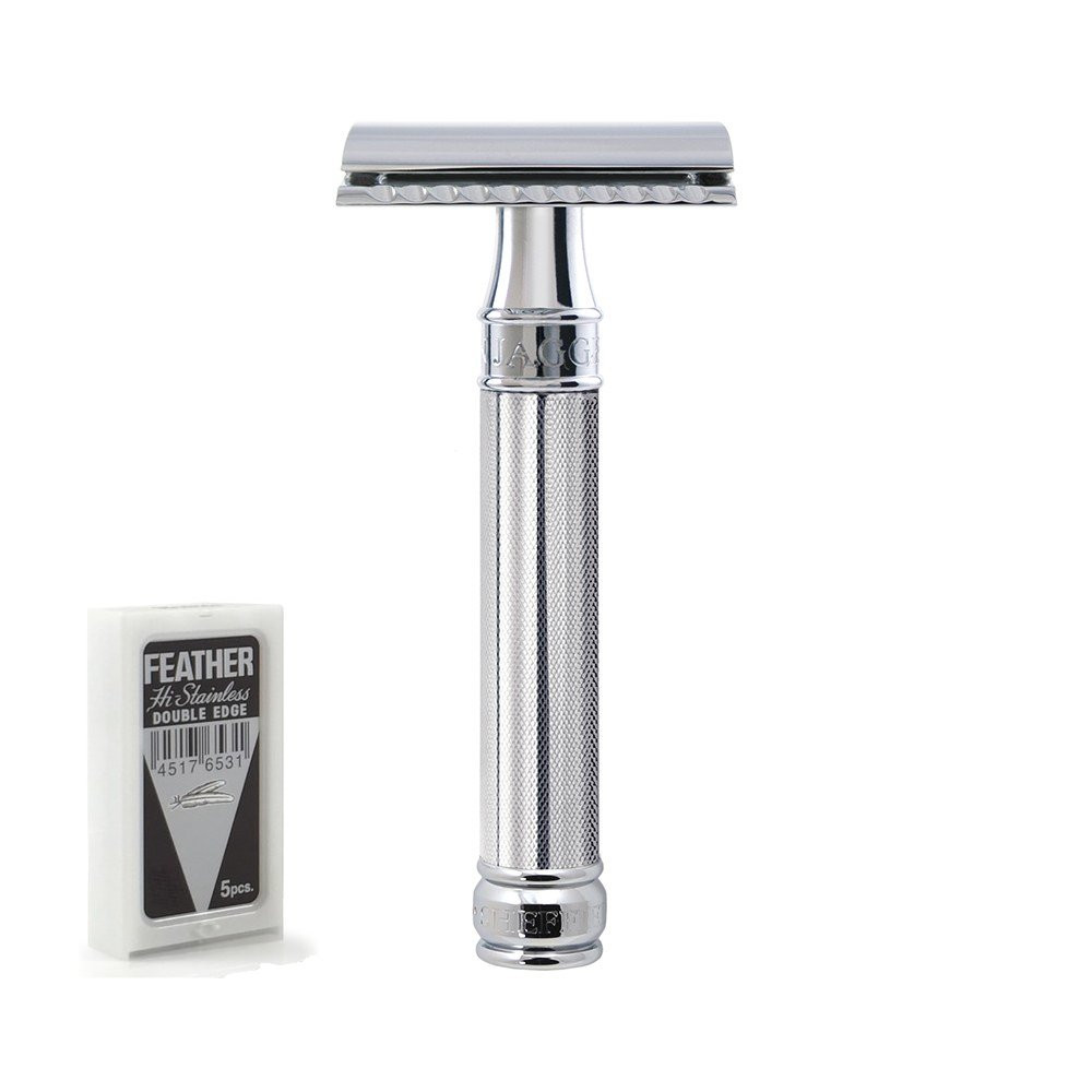 エルシャダイ Edwin Jagger DE89KN14bl Safety Razor - Knurled - Mens Room Barber