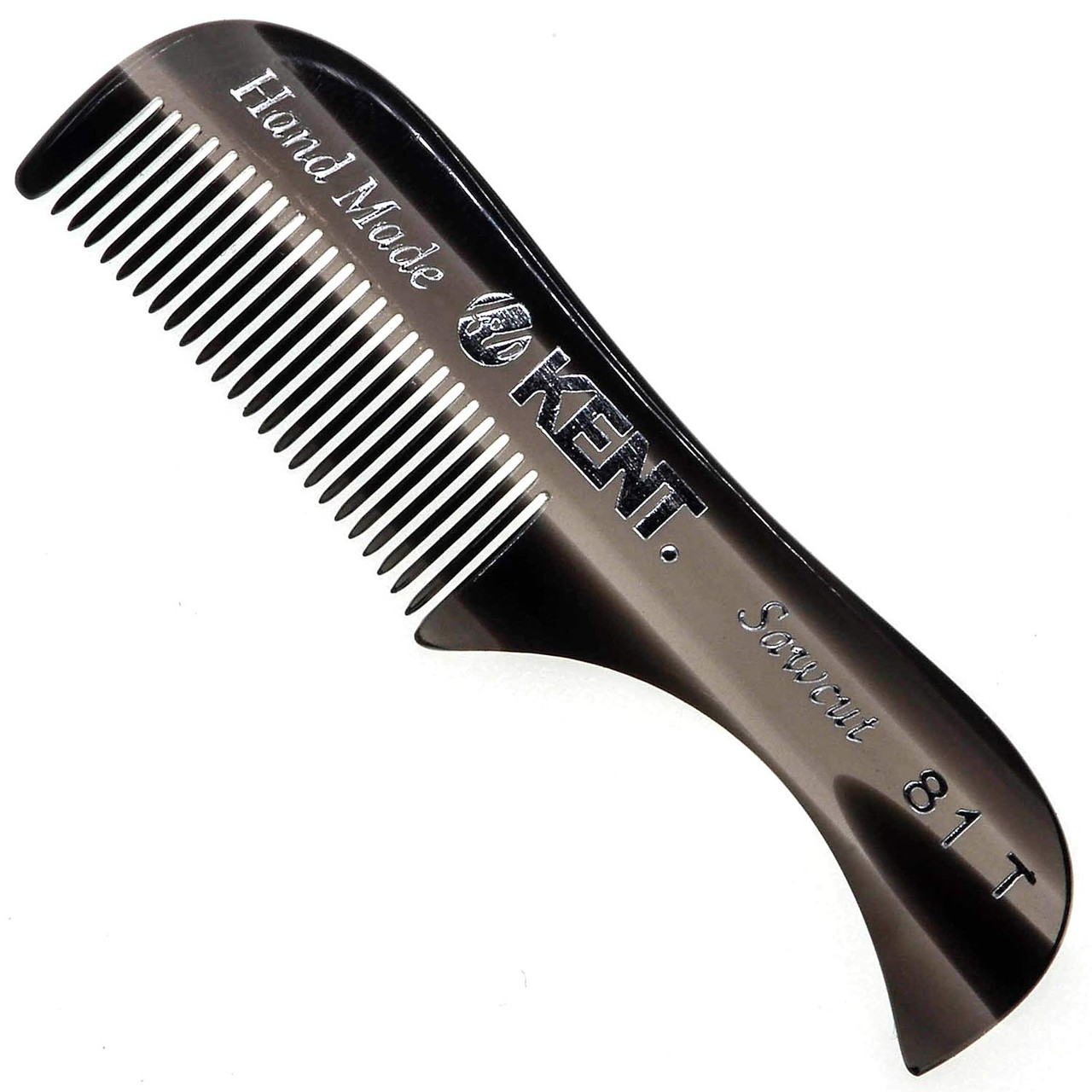 Kent Graphite Moustache Comb - 81TG - Mens Room Barber Shop Store