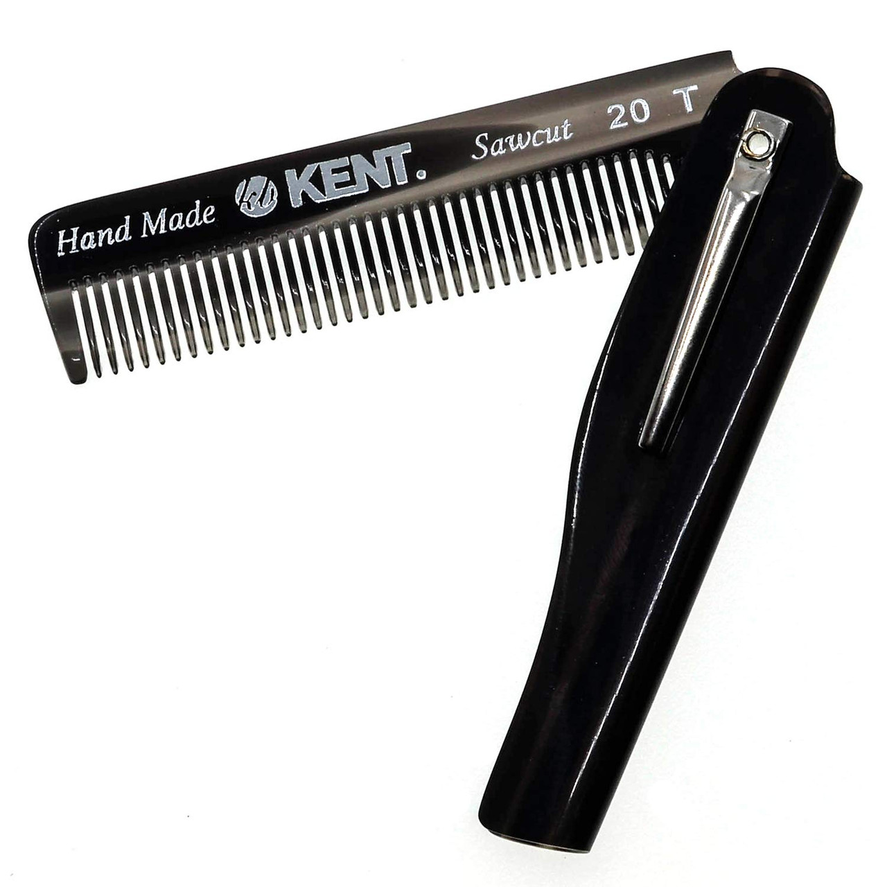Kent Graphite Folding Pocket Comb w/ clip - 20TG - Mens Room
