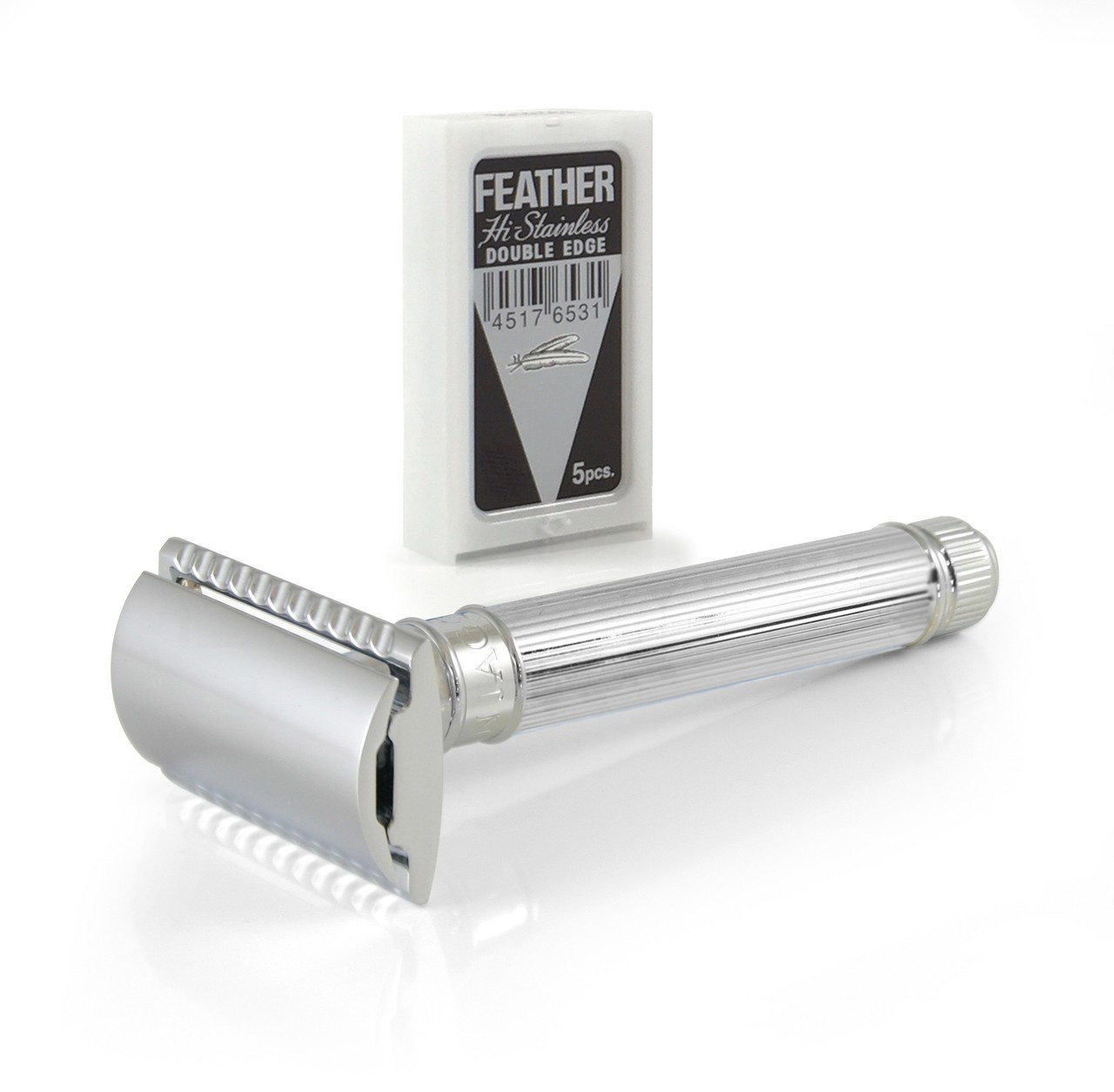 Edwin Jagger DE89lbl Safety Razor - Lined Chrome - Mens Room