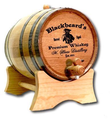 Pirate Label Oak Barrel Personalized