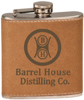 Custom Engraved Stainless Steel Leather Flask