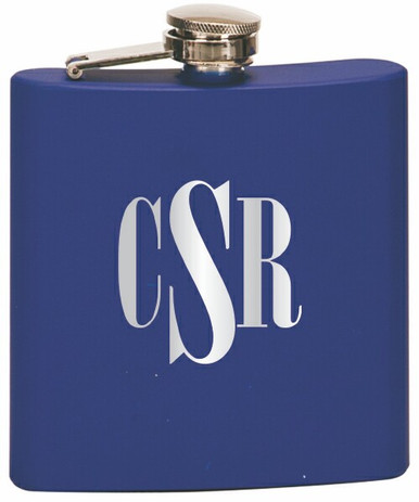Custom Engraved Stainless Steel Flask in Matte Blue