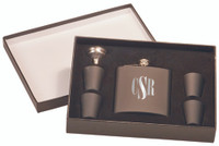 Personalized Flask Gift Set in Matte Black