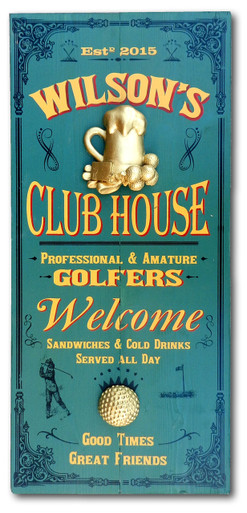 Distressed Wood Vintage Club House Plaque