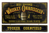 Whiskey Connoisseur Plaque with Optional Hanging Name Plank