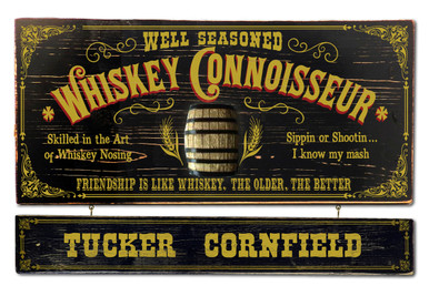 Whiskey Connoisseur Plaque with Optional Hanging Name Plank