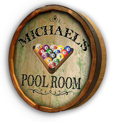 Pool Room Quarter Barrel Head Sign