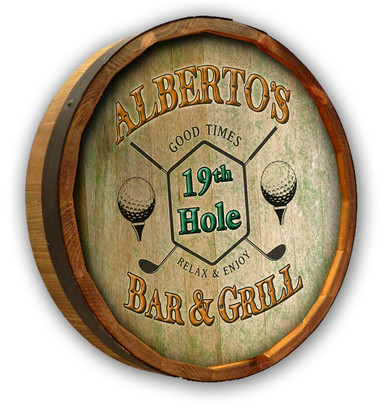 19th Hole Golfer Quarter Barrel Head Sign