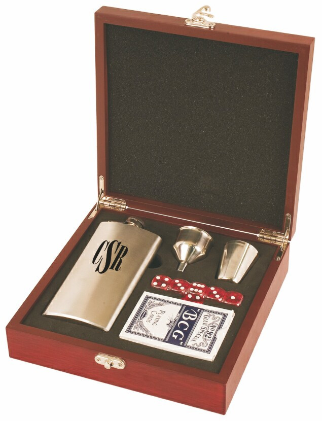 Custom Engraved Flask & Playing Cards Gift Set Northwest Gifts