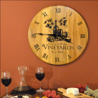 Barrel Head Wine Bar Clock - Custom