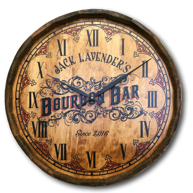 Bourbon Bar Quarter Barrel Clock Personalized