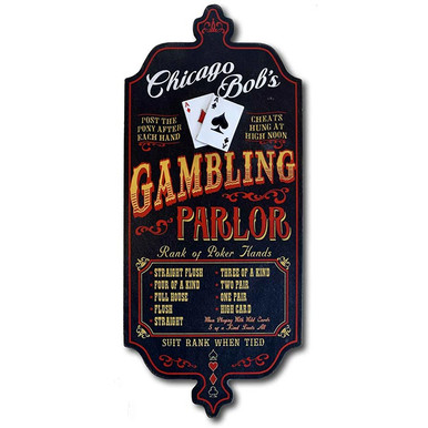 Gambling Parlor wood art sign