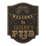Personalized Pub Welcome Plaque - Black / Gold Finish