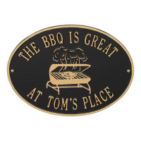 BBQ Grill Personalized Plaque - Black / Gold Finish
