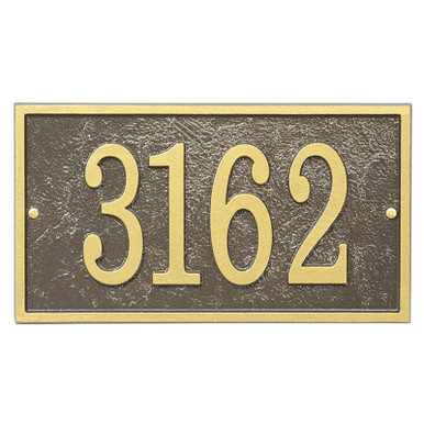 Rectangle House Number Address Plaque - Bronze/Gold