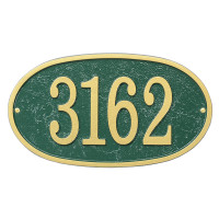 Oval House Number Address Plaque - Green/Gold