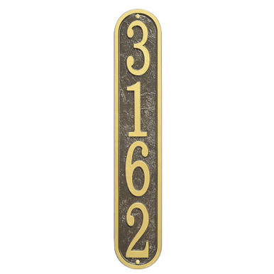 Vertical Oval House Number Address Plaque - Bronze/Gold