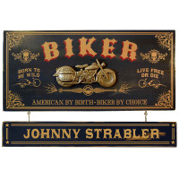 Vintage Biker Plaque with Optional Name Board