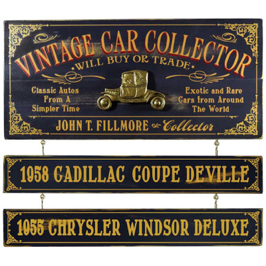 Personalized Vintage Car Collector Sign