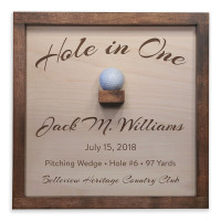 Personalized Hole in One Plaque with Ball Holder in Script