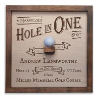 Personalized Hole in One Plaque with Ball Holder in Vintage