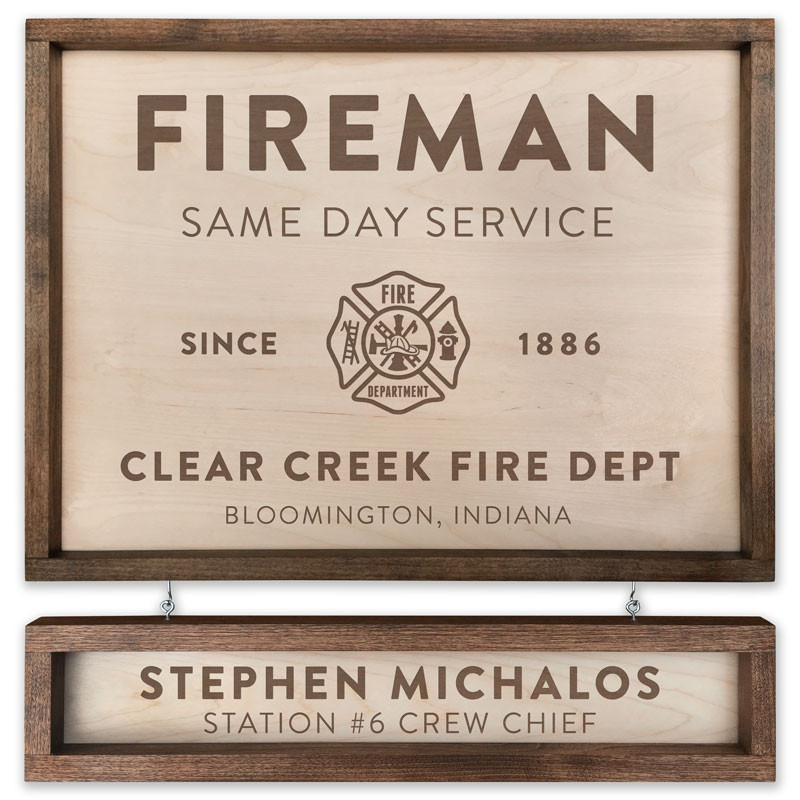 Personalized Pacific Crest Wooden Fire Department Sign With Custom Engraving Northwest Gifts
