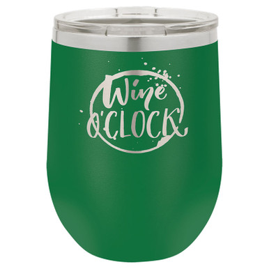 Personalized Tumblers - 12oz Green Laser Engraved Stemless Wine Glass Tumbler