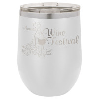 Personalized Tumblers - 12oz White Laser Engraved Stemless Wine Glass Tumbler
