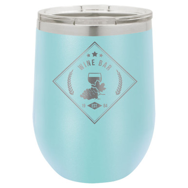 Personalized Tumblers - 12oz Light Blue Laser Engraved Stemless Wine Glass Tumbler