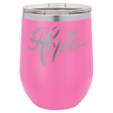 Personalized Tumblers - 12oz Pink Laser Engraved Stemless Wine Glass Tumbler