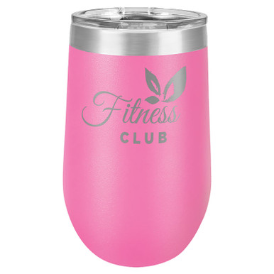 Personalized Pink Tumbler - 16oz Stemless Wine Glass Tumblers