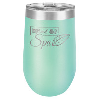 Personalized Teal Tumbler - 16oz Stemless Wine Glass Tumblers