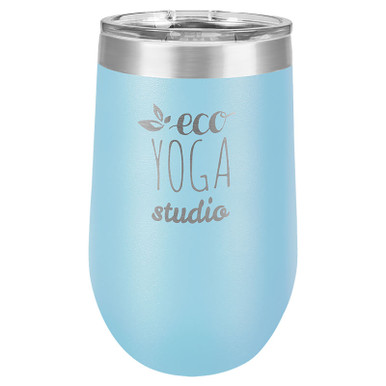 Personalized Light Blue Tumbler - 16oz Stemless Wine Glass Tumblers