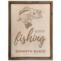 Gone Fishing Personalized Wood Sign - Bass