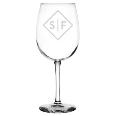 Personalized Wine Glass Diamond Initials