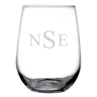Personalized Stemless Wine Glass Traditional Monogram