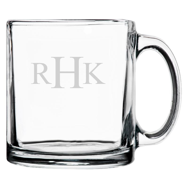 monogrammed glass coffee mugs