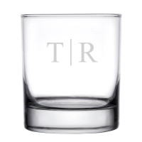Personalized Rocks Whiskey Glass Classy Monogram