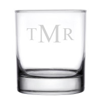 Personalized Rocks Whiskey Glass Traditional Monogram
