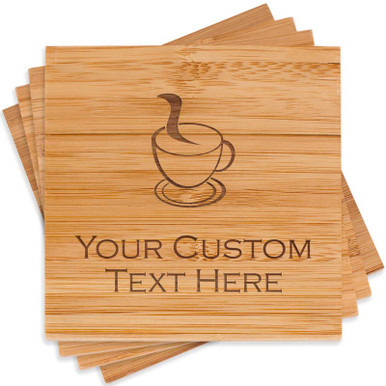 Custom Engraved Wooden Coaster Set