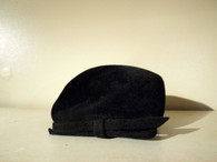 Vintage Black Velour Bow Flat Cap